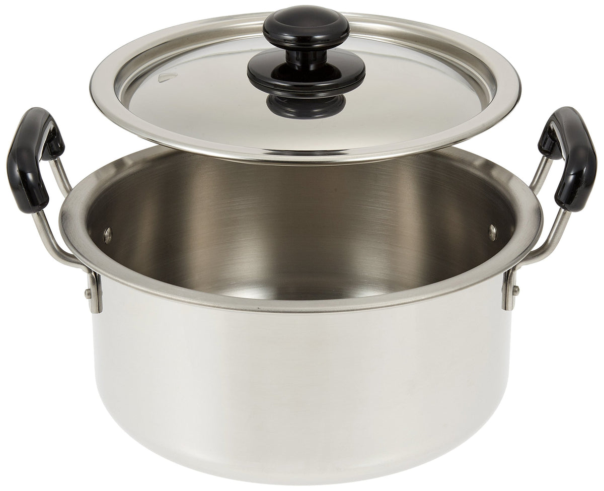Endo Shoji AZT0724 Professional Plastic Pattern, Thick Plate, Utility Pot, 9.4 inches (24 cm), Compatible with Induction Cookers, Main Unit, 18-0 Stainless Steel, Lid 18-8 Stainless Steel, Made in