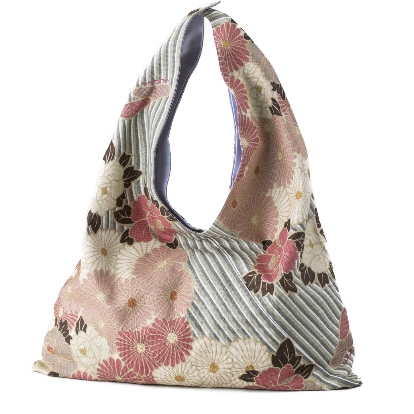 NOREN Japnese Furoshiki Toto Ultralight Foldable (Retro Flower - Pink Beige) Washable/Reusable Grocery, Travel, shopping, Extra Bag