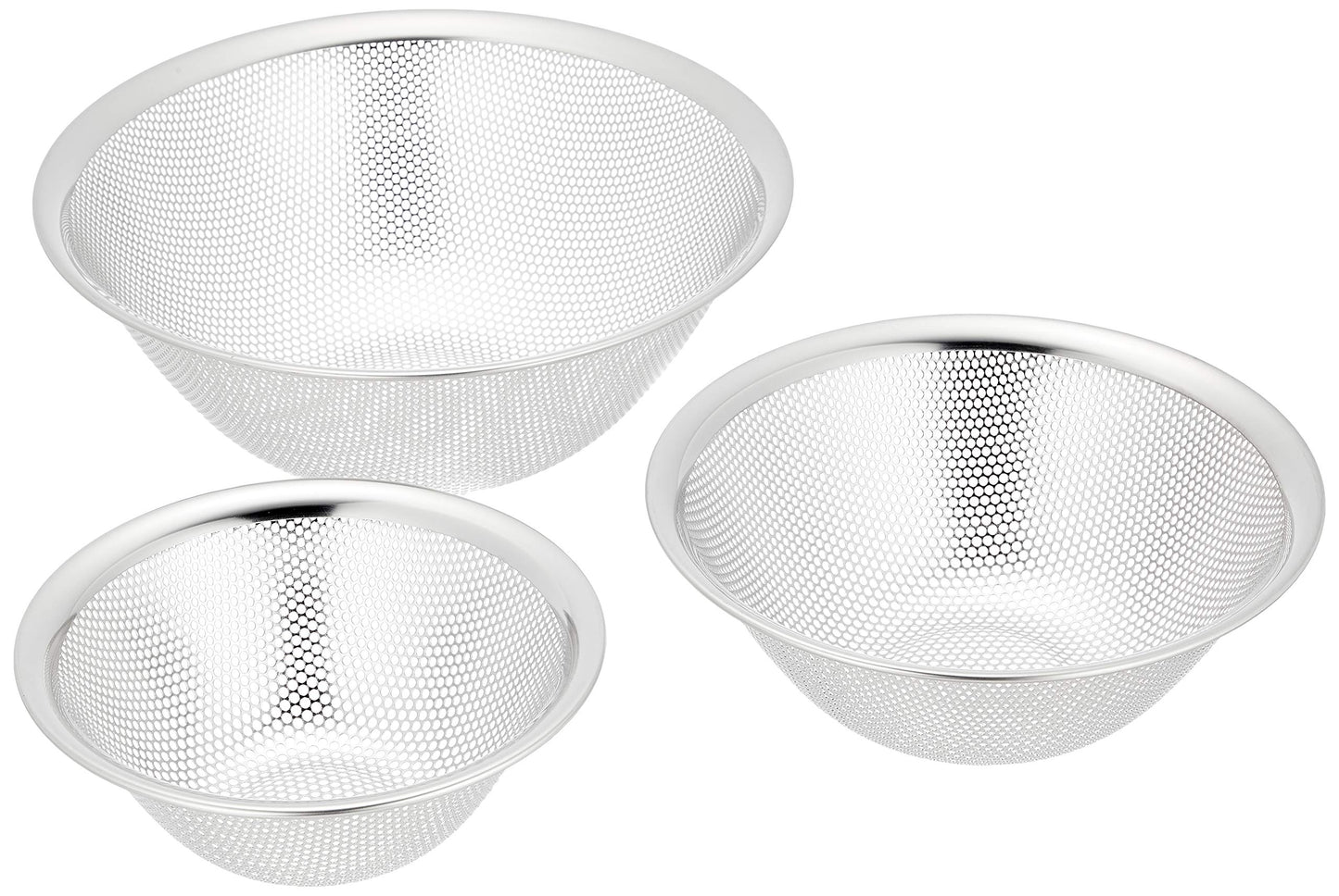 Sori Yanagi Sori Yanagi Punching Strainer for Better Drainage and Easy Washability, Tsubamesanjo Stainless Steel Strainer 6.4 inches (16.19.23 cm) Set, 1 Piece is Punched for Better Drainage and