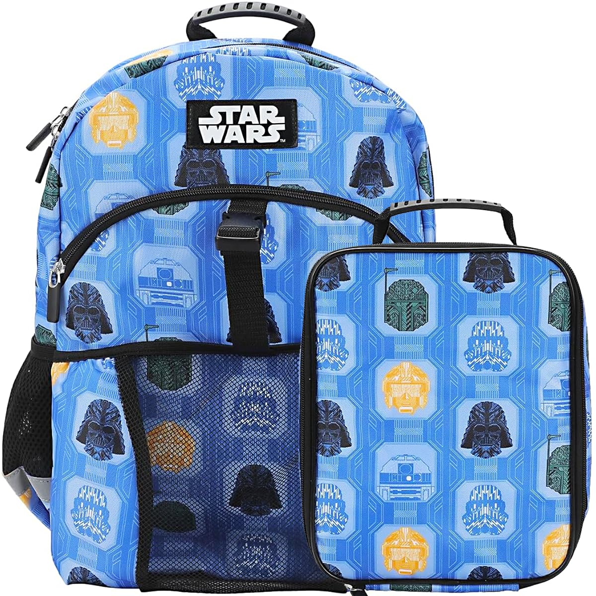 Bioworld Star Wars The Dark Side 2-Piece 16" Premium Backpack & Lunch Kit Set For School And Travel