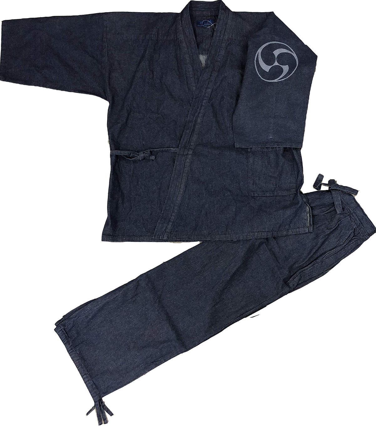 Edoten Men's Japan Denim Samue Pattern printed M.Navy Japanesque Triskele with Left Sleeve116
