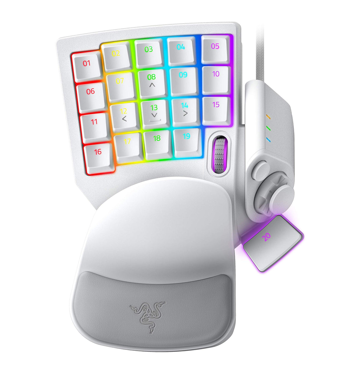 Razer Tartarus Pro Mercury White Left Hand Keypad, 20 Analog Movement Switches, Wheels, 8-Way Thumb Pad, All 32 Keys Customizable, RZ07-03110200-R3M1