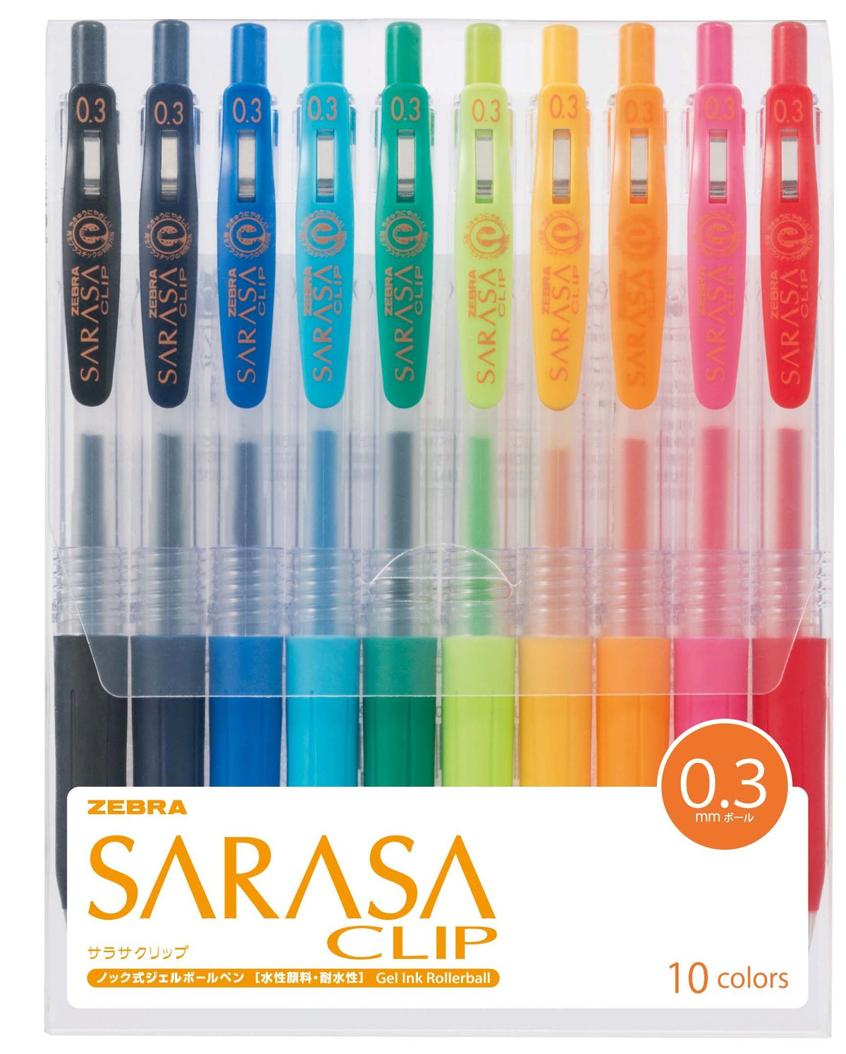 Zebra Sarasa Clip 0.3mm, 10 Color Set (JJH15-10CA)