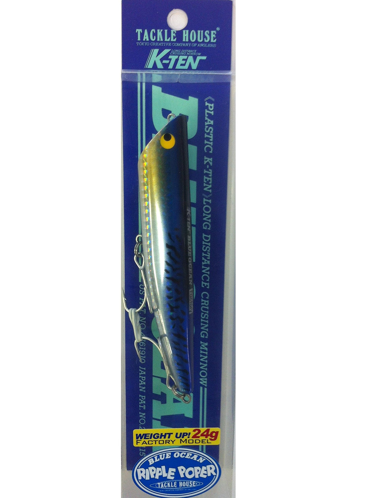 TackleHouse K-Ten BKRP115 Popper Blue Ocean Ripple Popper Factory Tune Model, 4.5 inches (115 mm), 0.8 oz (24 g), Sowdagatao #115 Lure