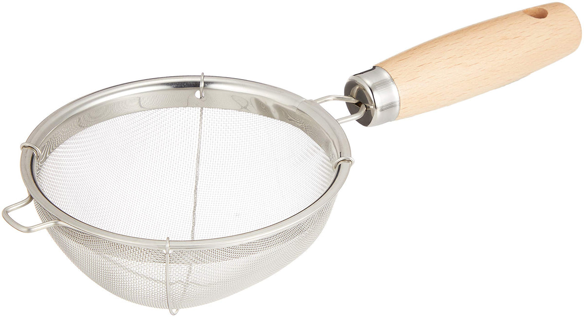 Endoshoji BOL7501 Professional Olive Tea Strainer, Large, Natural Wood, Stainless Steel, Made in Japan