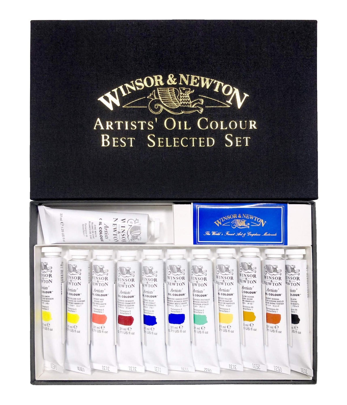 Windsor & Newton Oil Paint, Windsor & Newton Artist Oil Color, 0.7 fl oz (21 ml), Set of 12 Colors, B Set, White, 1.3 fl oz (37 ml)