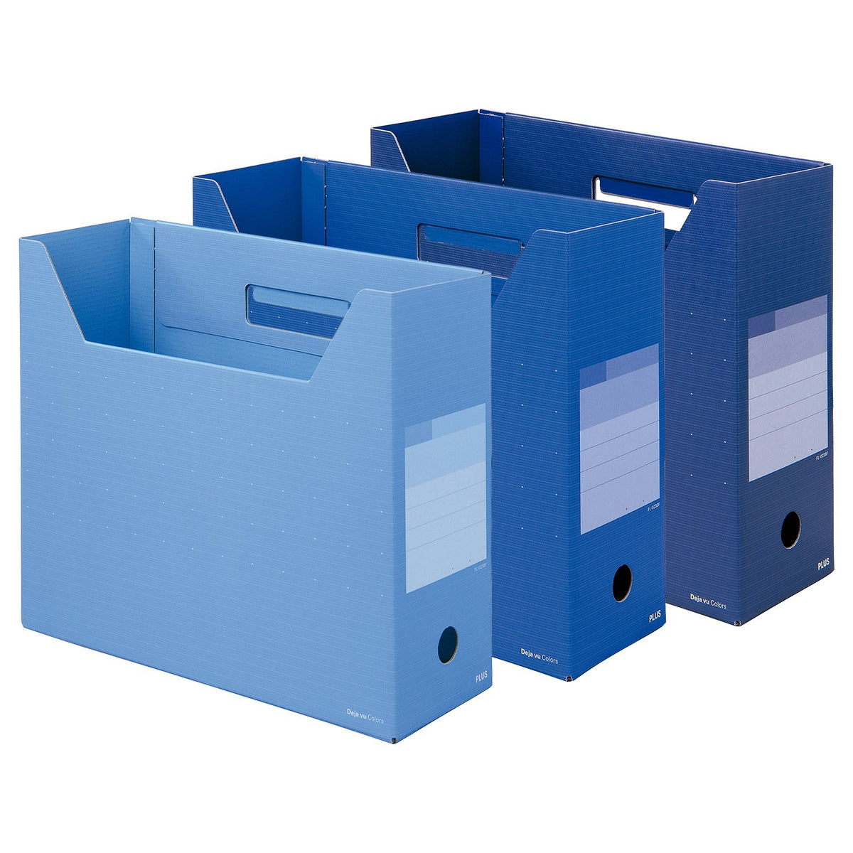 Plus FL-023BF File Box, A4 Horizontal, Back Width 3.9 inches (100 mm), Cool Tone, Set of 3 Colors