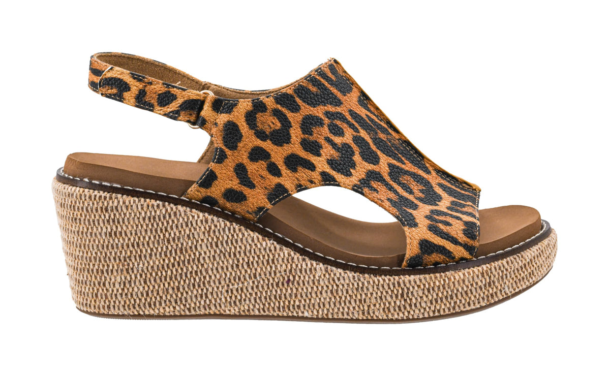 Corkys Footwear Womens Carley Wedges, Featuring Corkys EVA Foam Cushioned Insoles, A 2.5 Inch Heel, Lightweight For All Day Wear, And Hook And Loop Closure, Leopard - Size 9