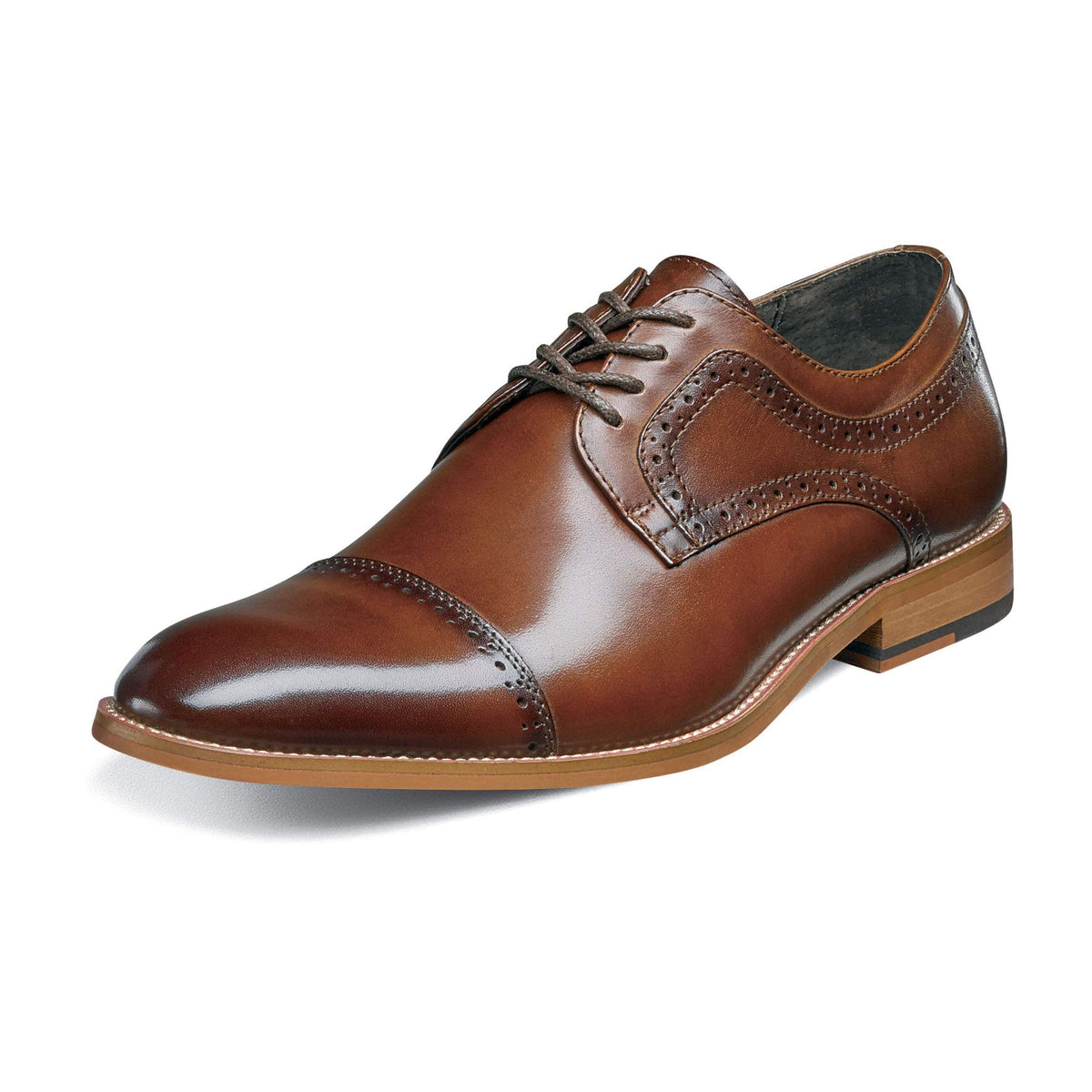 Stacy Adams Dickinson Cap Toe Oxford Cognac 9 EE - Wide