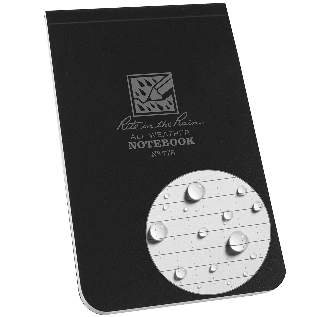 Rite in the Rain Weatherproof Top Bound Notebook, 3.25" x 5.25", Black Cover (No. 778)