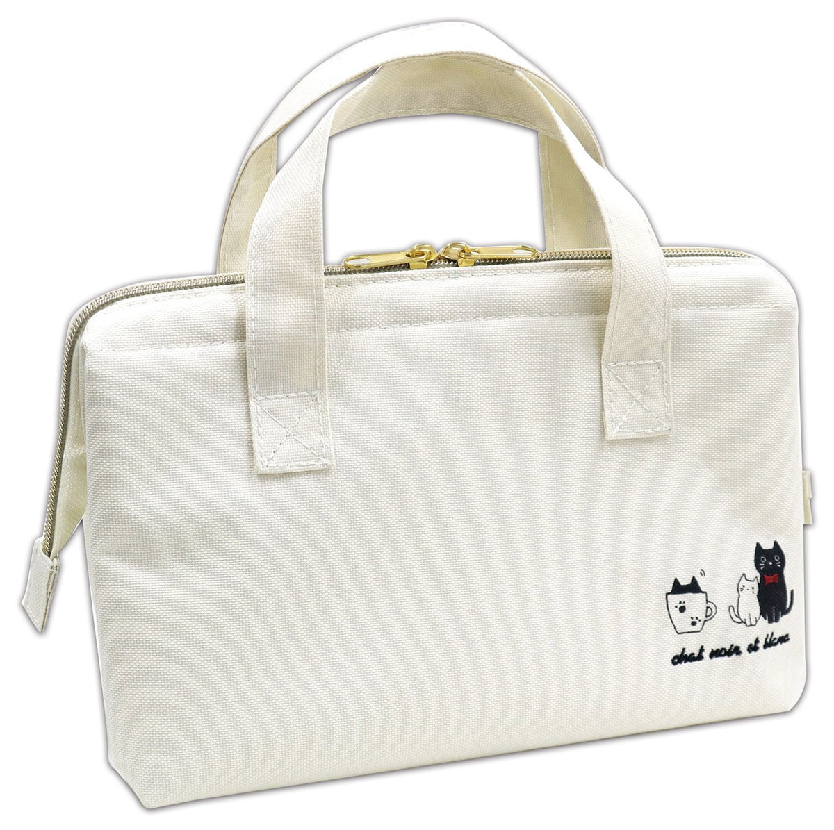 OSK Cha Noir et Blanc TB-18 Lunch Bag (Clasp Type), White