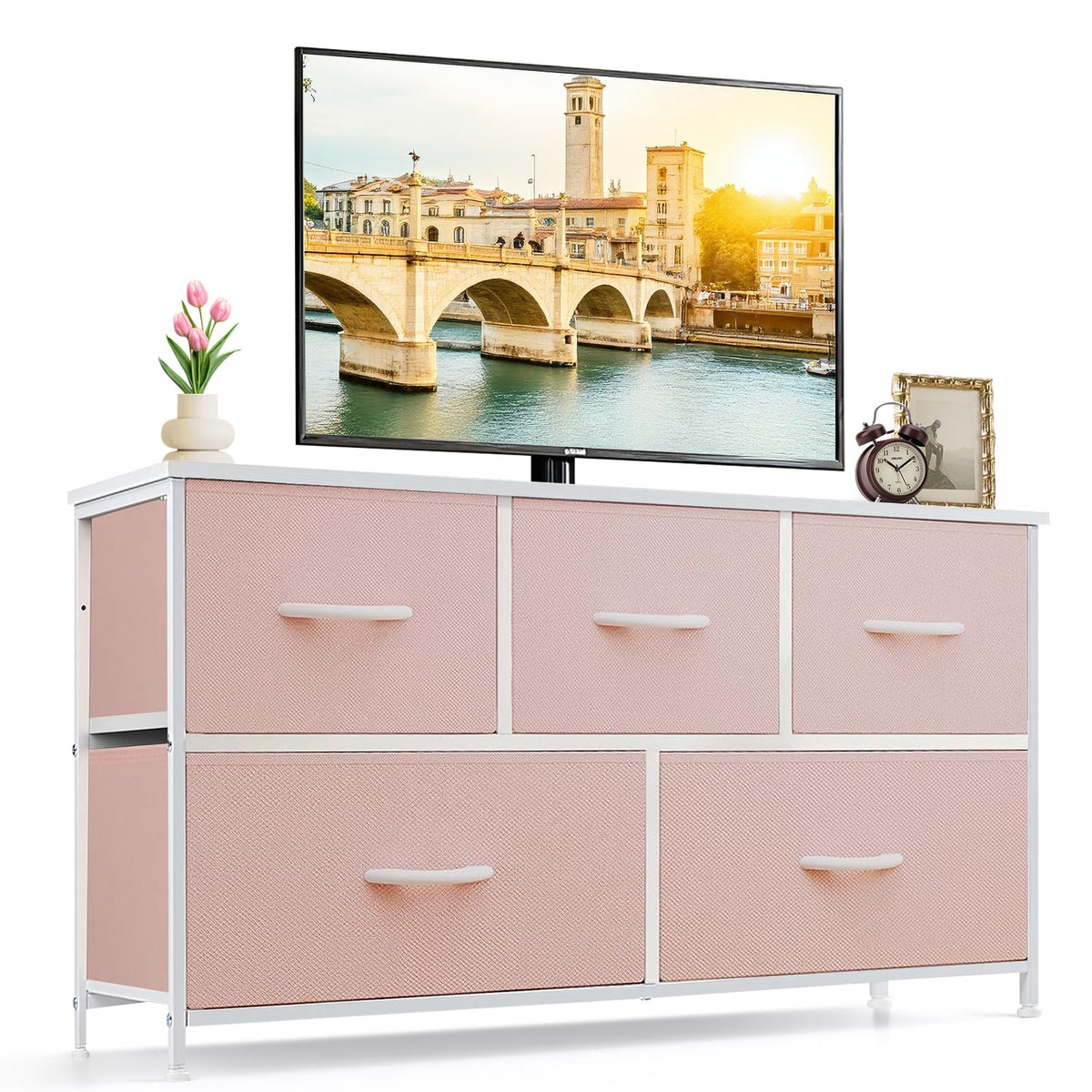 5-Drawer Dresser for Bedroom, Anti-Tip Wide Storage Organizer Fabric