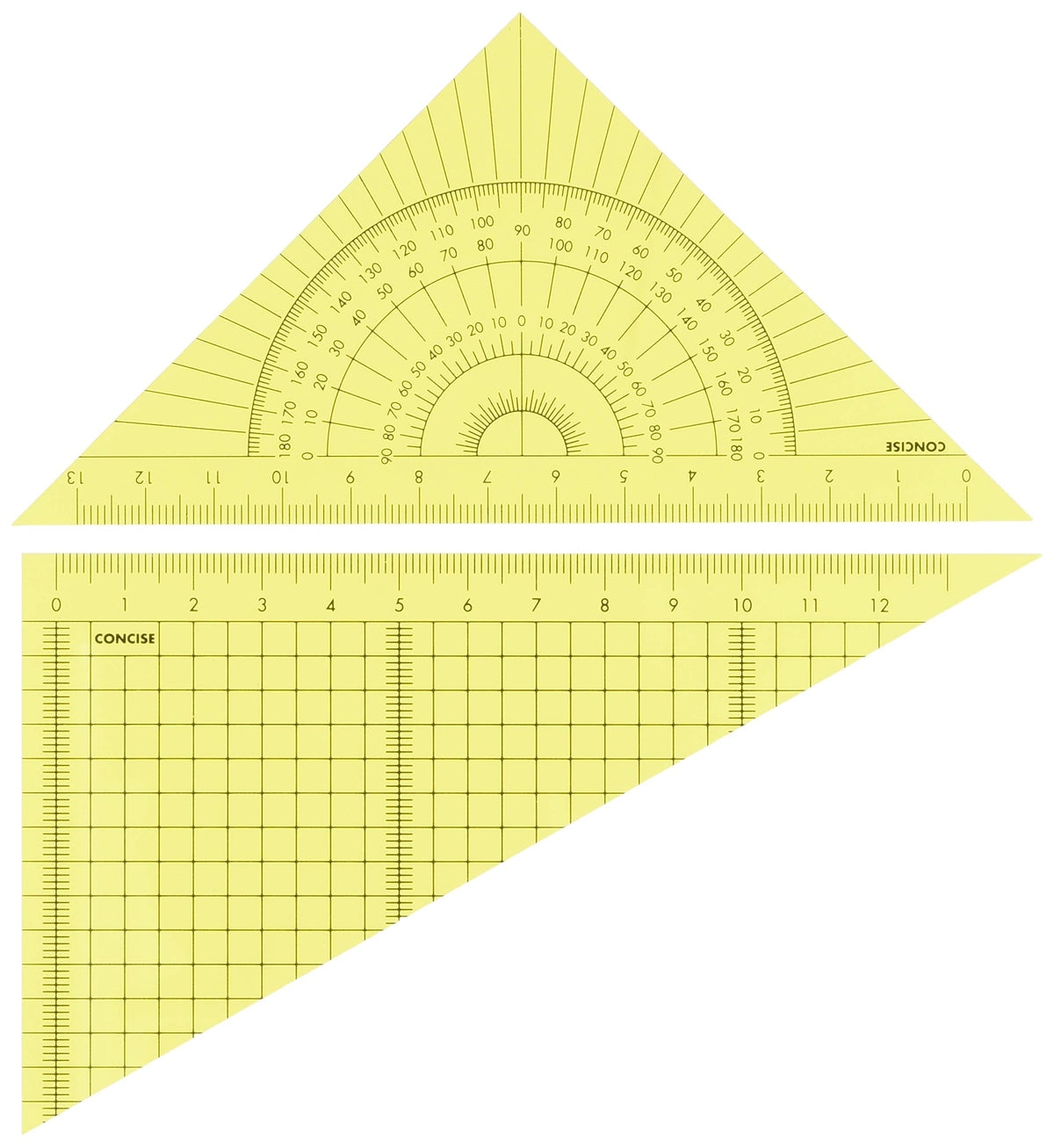 Concise 118435 Color Triangle Ruler Set, 5.9 inches (15 cm), Yellow