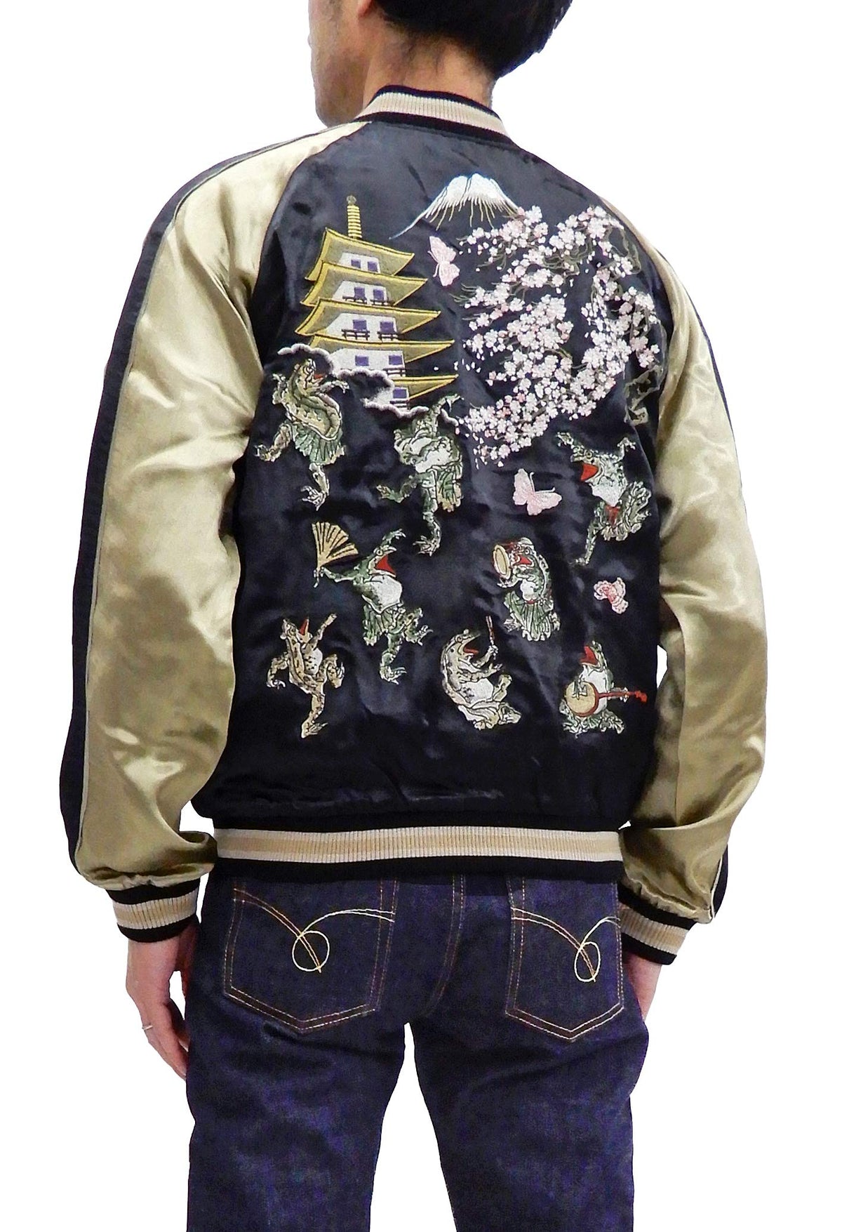 SCRIPT Hanatabi Gakudan Sukajan Men's Frog Japanese Souvenir Jacket SSJ-523 Tagged Size Japan M (US S)