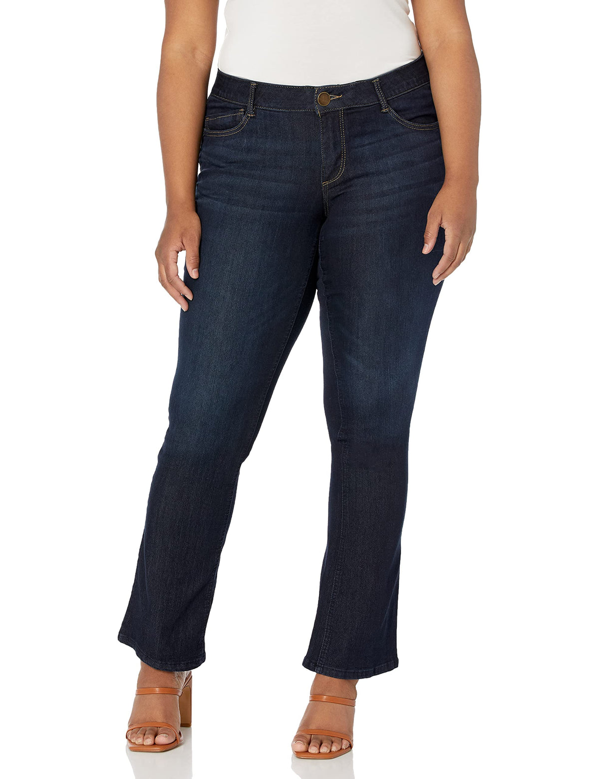 Democracy Women’s Plus-Size “Ab”Solution Itty Bitty Boot Jeans, Indigo, 14