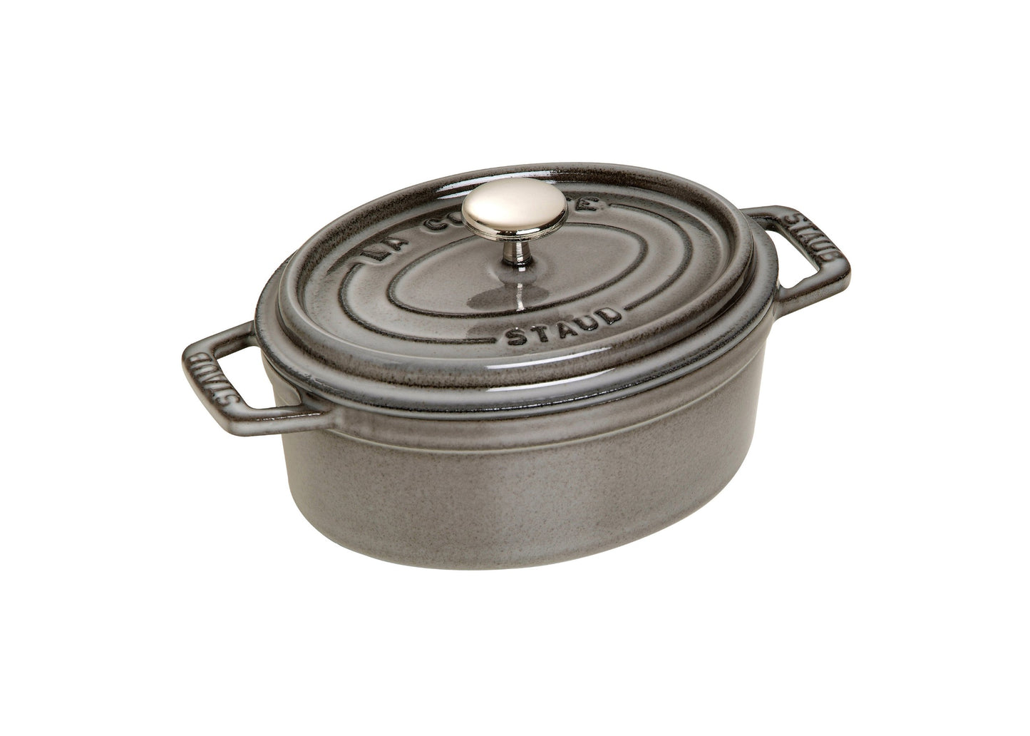 Staub La Cocotte Oval 40509-477 Pico Cocotte Oval Gray 5.9 inches (15 cm) Small, Both Handed Casting, Enameled Pot, Induction Compatible, Japanese Authentic Product