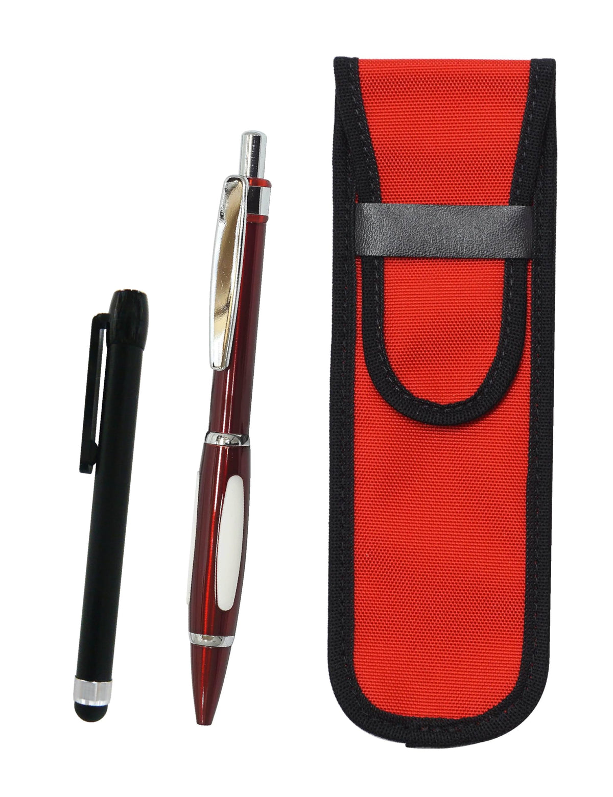 2 Pack Cloth Pen Case Red Metal Touch Stick Black and Metal Scorpion Shocking Ballpoint Pen Set Red NK02R-ALB-B989A-R-2