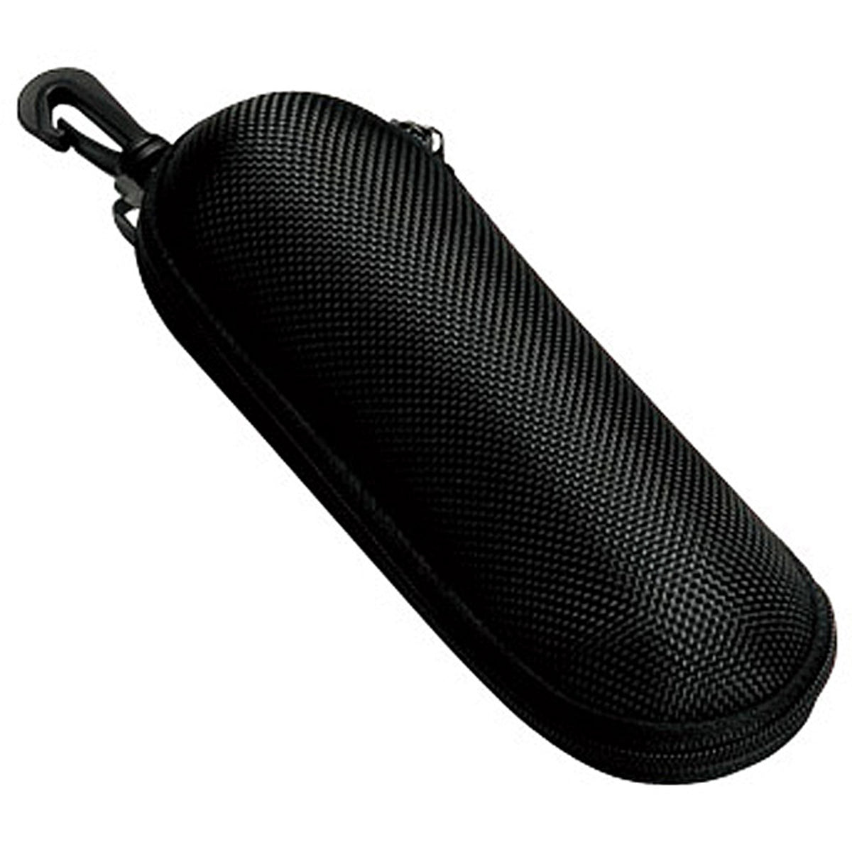 M-world Men's Urethane Semi-Hard Rounded Glasses Case (W/Zipper Closure & Hook) Black