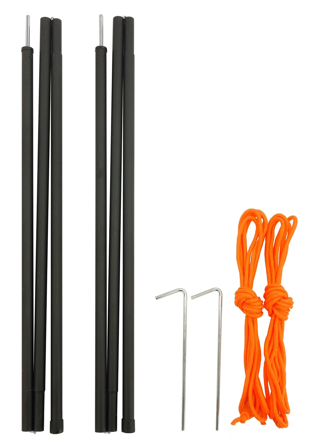 Captain Stag UA-4515 Tent Tarp Parts, Steel Pole, Outer Diameter 0.6 inches (16 mm) x Length 63.0 inches (1600 mm), Set of 2, Includes 2 Guide Ropes 13.8 inches (350 cm) and 2 Steel Pegs, Black