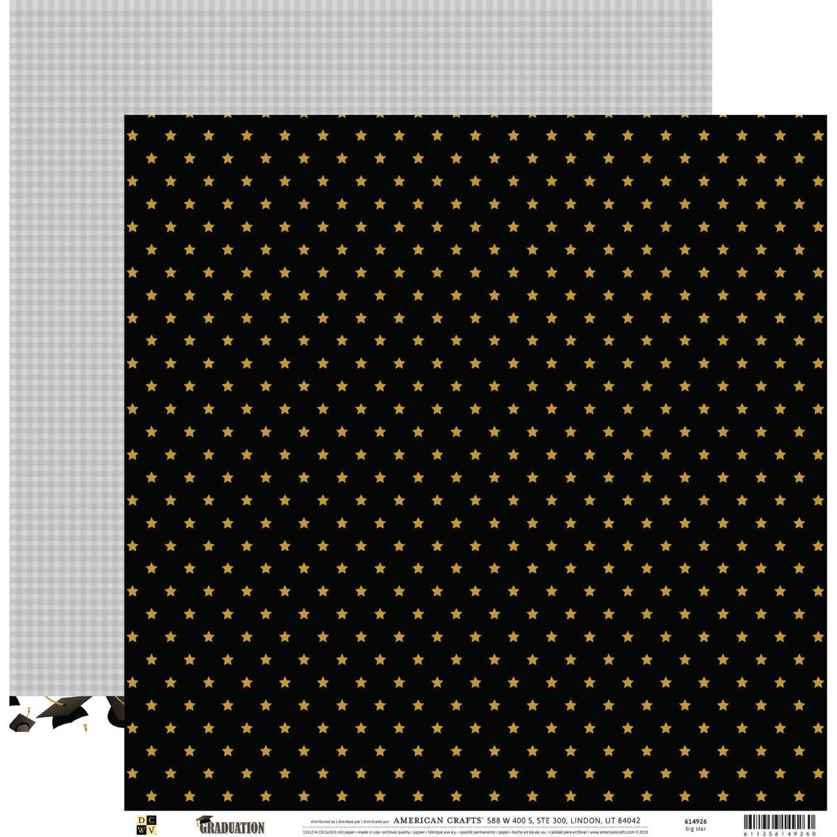 DCWVE Die Cuts with A View Pattern Paper Graduation-12 x 12-Big Star 614926, Multi