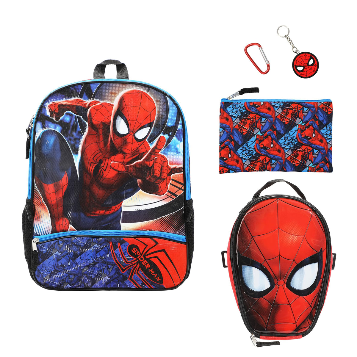 Bioworld Spiderman 5-Piece 16" Backpack with lunch kit for Boys