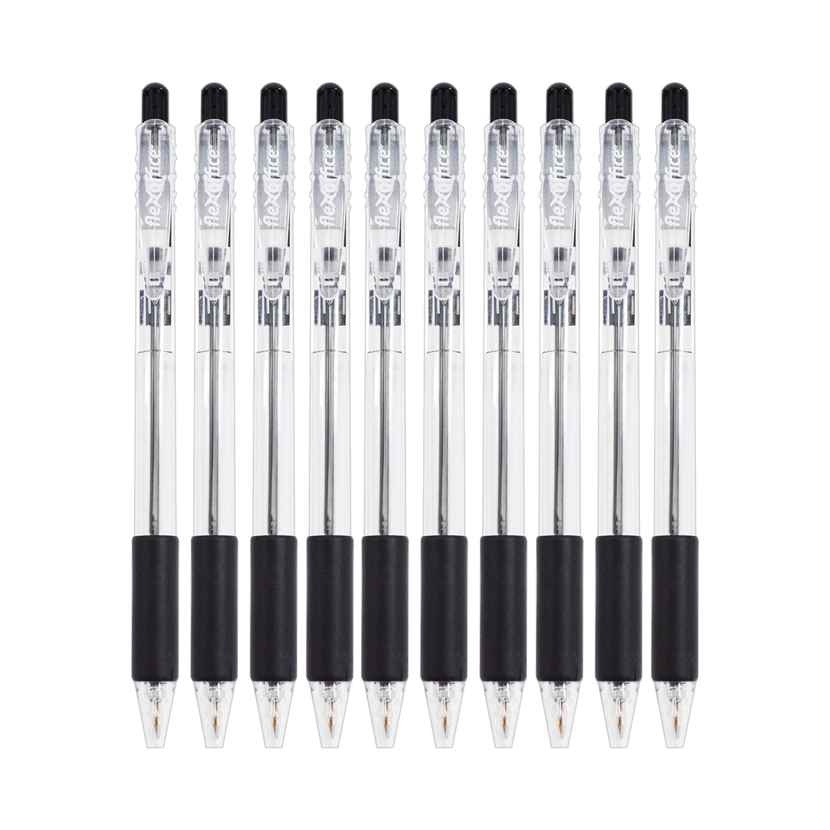 Flexoffice Ballpoint Pens Assorted Bold Point (0.7mm) 10-Pack (Black)