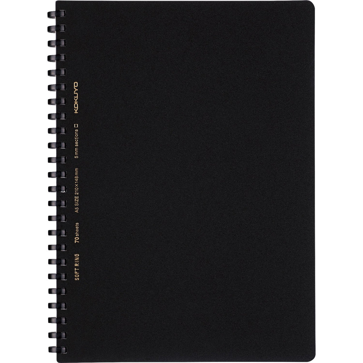 Kokuyo Spiral Graph Notebook, 8.3'' x 5.8'' Business Journal A5 Soft Ring Notebooks with 5mm Grid Ruled, 70 Perforated Sheets, Black 1 Subject Notebook, Note Taking for Work.Japan Import(SU-SV437S5-D)