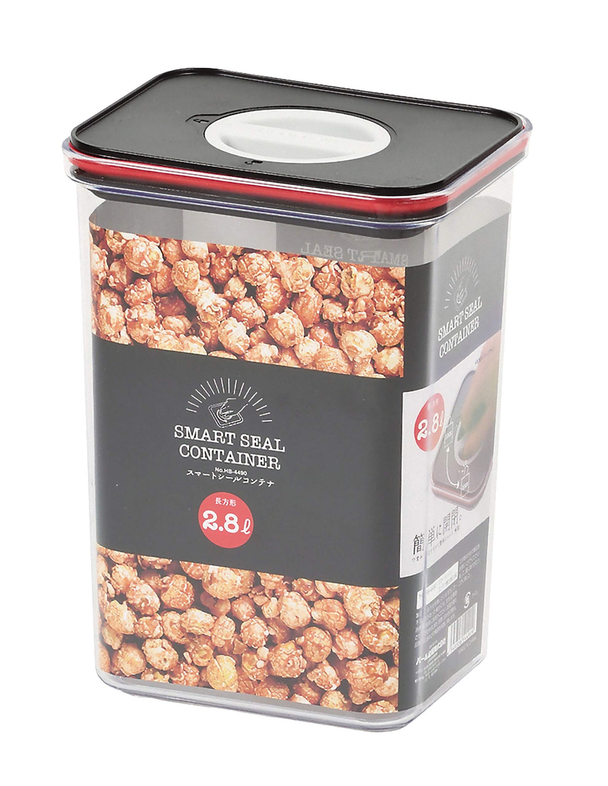 Pearl Metal HB-4490 Storage Container, Black x Red, 0.6 gal (2.8 L), Smart Seal, Container Rectangular