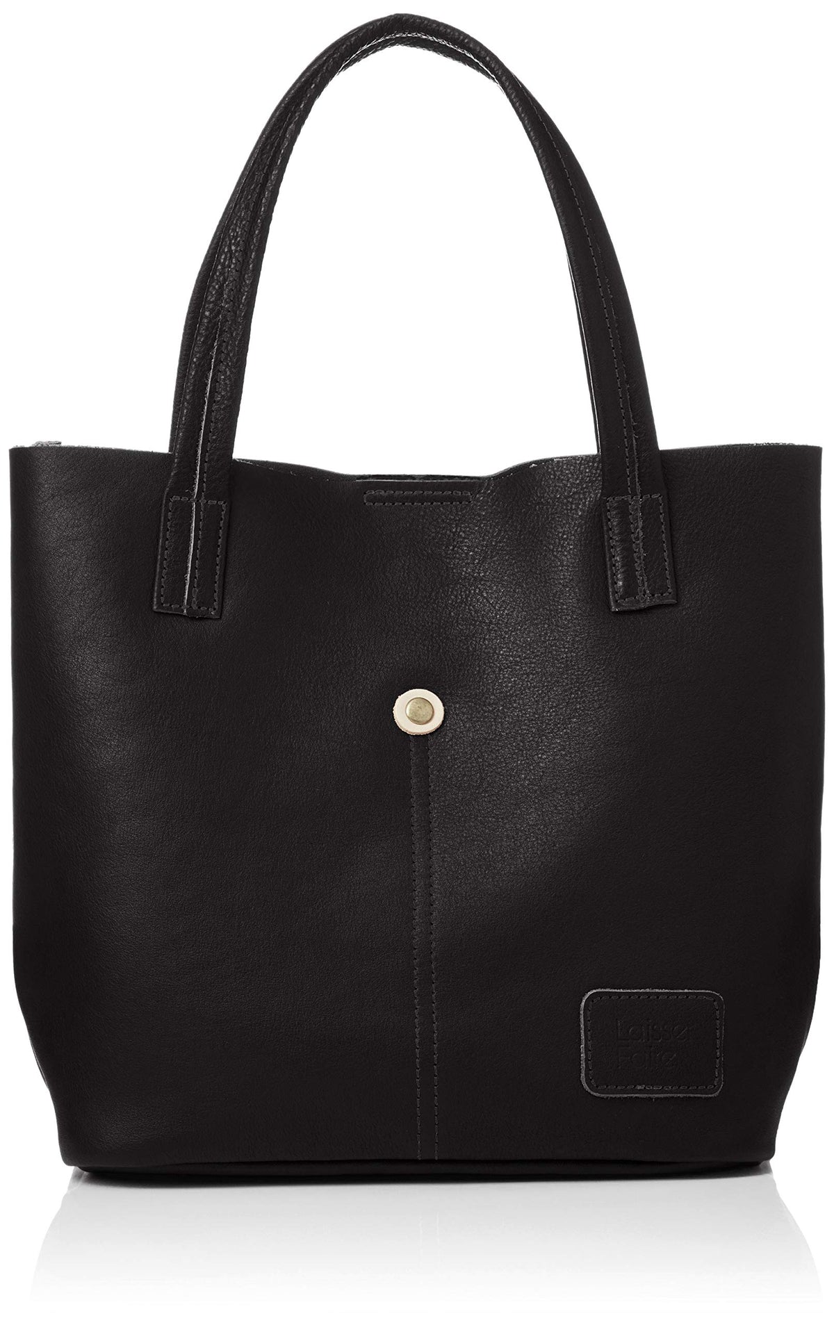 Lesse Faire Women's Genuine Leather Tote, Pieza, Semi-Shoulder, Black