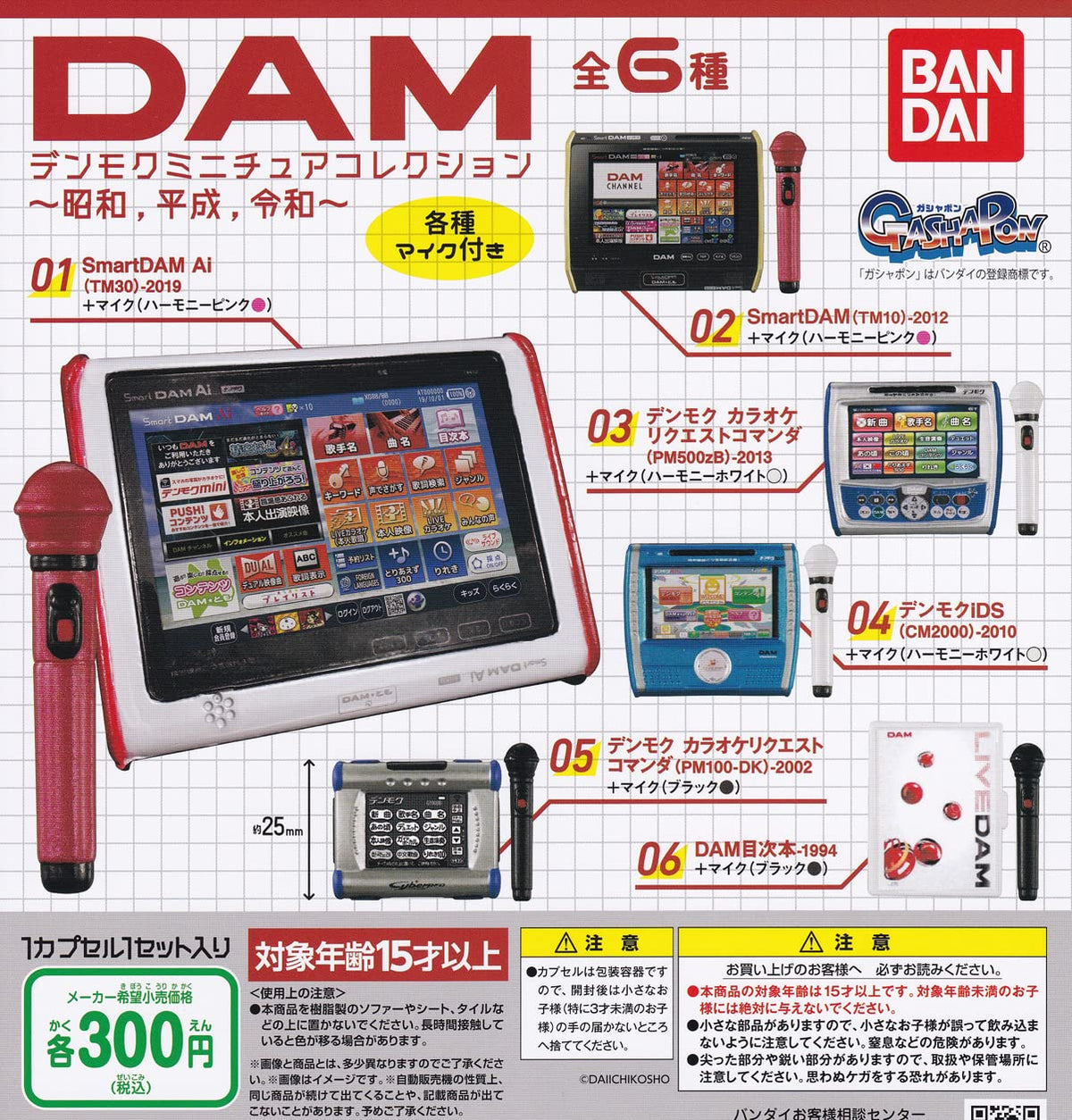 DAM Denmoku Miniature Collection, Showa, Heisei and Reiwa (Complete Set of 6) Gacha Gacha Capsule Toy