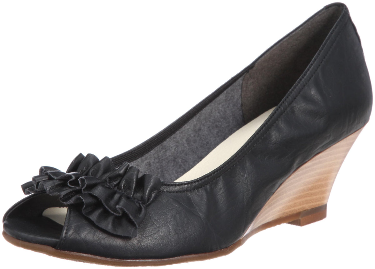 Jelly Beans 103-9882 Ruffle Open Toe Pumps, Black, 22.5 cm