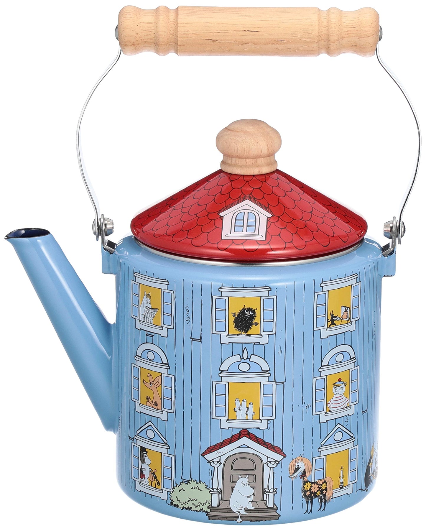 Fuji Enameled Kettle, 0.7 gal (2.0 L), Enamel, Induction Compatible, Moomin House MOH-2.0K