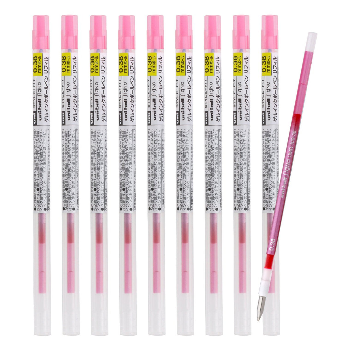 Mitsubishi Pencil Ballpoint Pen Refill, Style Fit Signo 0.38, Rose Pink, 10 Count UMR1093866