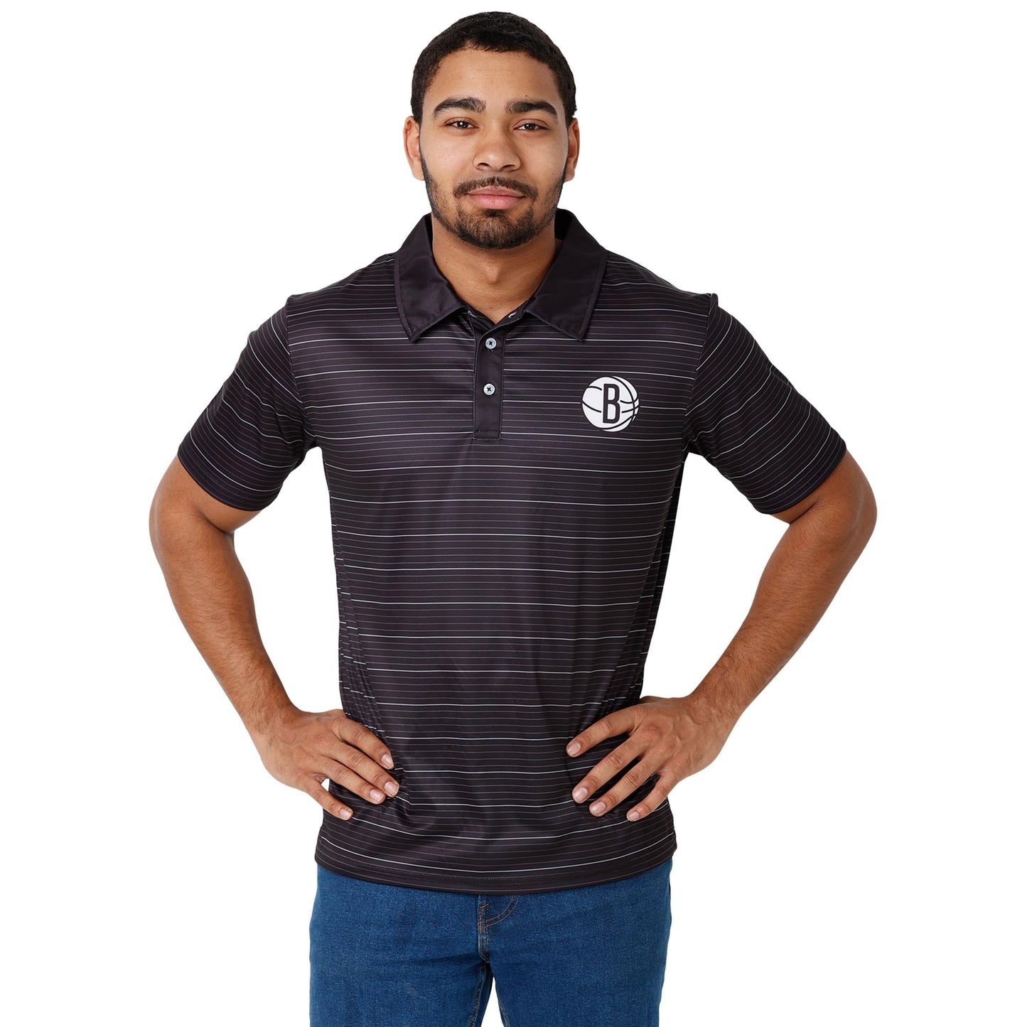 FOCO Brooklyn Nets NBA Mens Striped Polyester Polo - XL Team Color