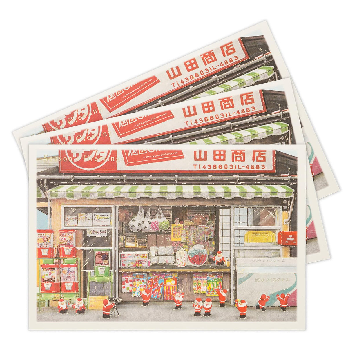 Mini Santa Greeting Life Christmas Card Set of 3 Sepia Candy Shop S-429-AM
