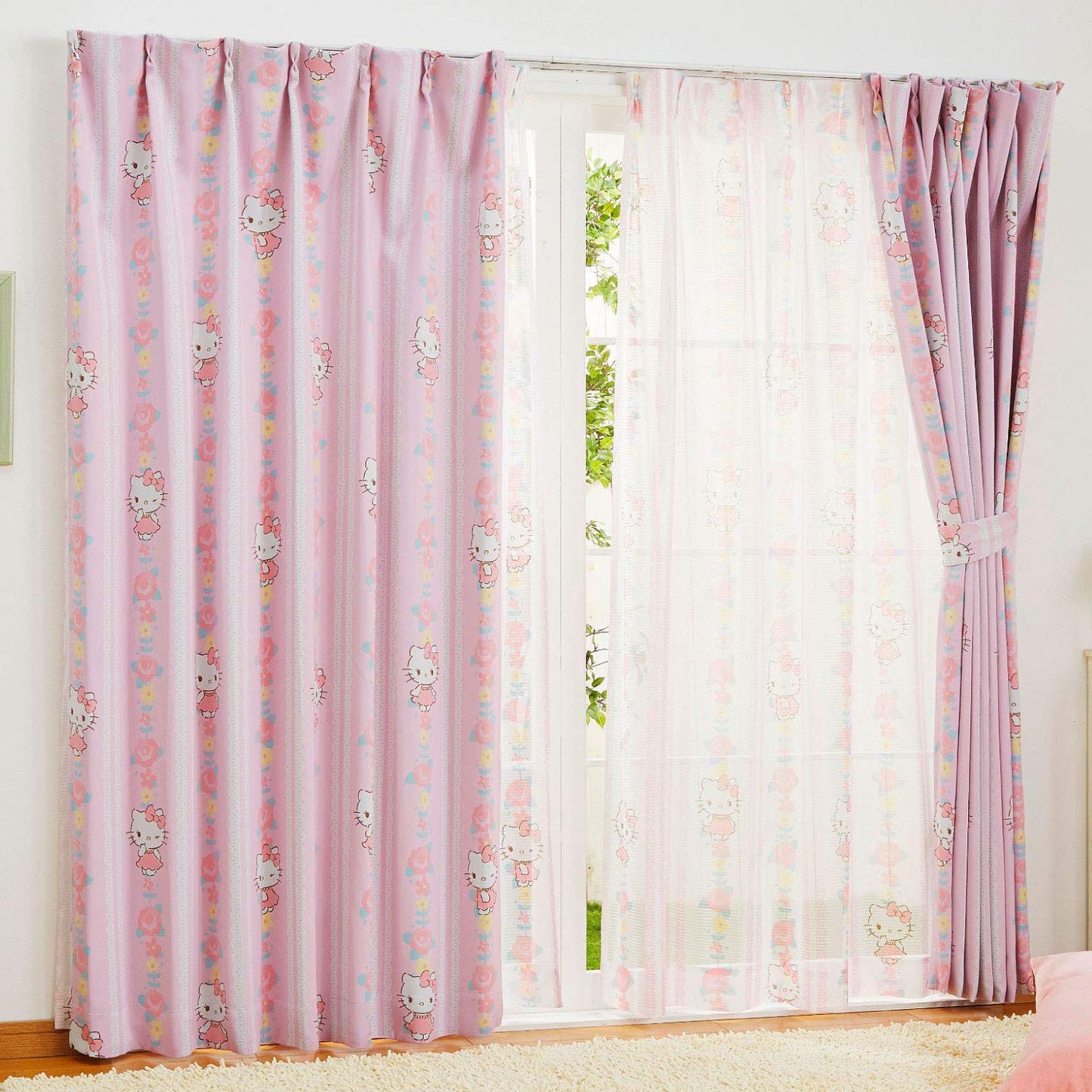 Sanrio Kitty secondary light-shielding heat shielding curtains set width 100 x 178cm length SB-521-S towel