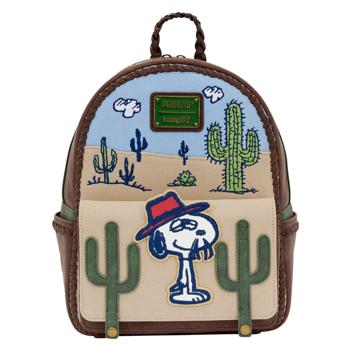 Loungefly Peanuts: Spike - Desert Mini Backpack with Braided Top Handle - Adjustable Shoulder Straps - Collectible Bags