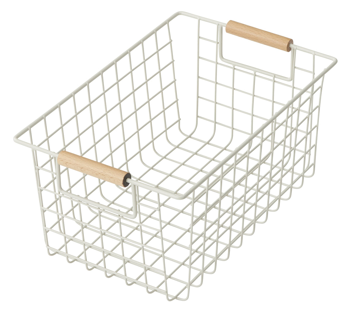 Pearl Metal N-8318 Basket, Sand White, Small, Wire Basket, Wood Pattern
