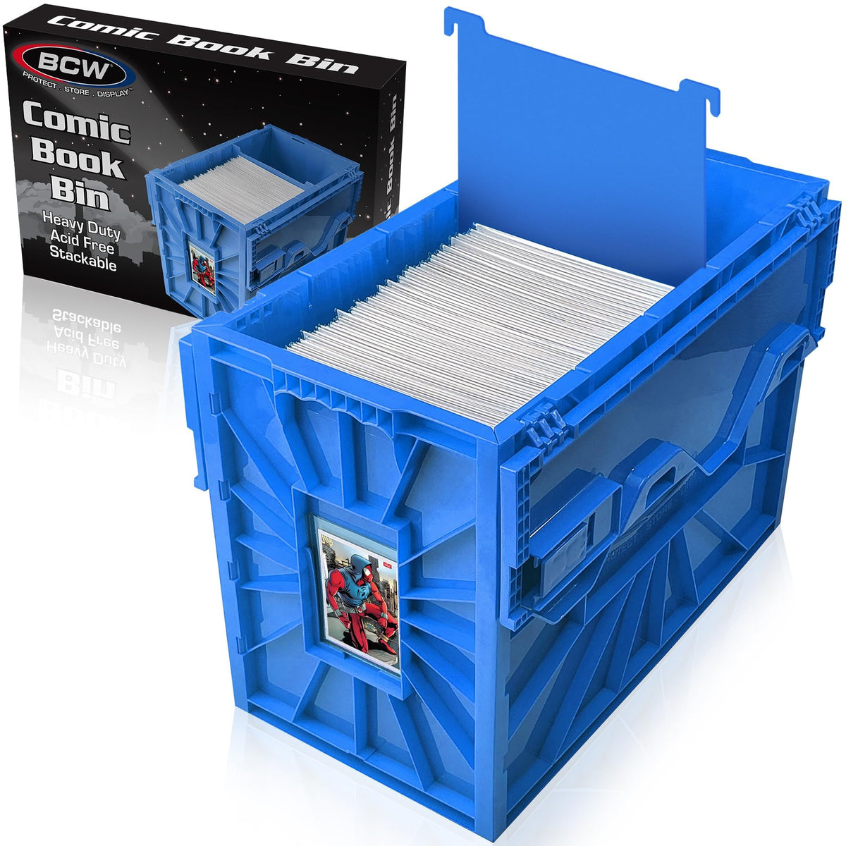BCW Short Comic Book Bin, Holds 150 Comics Each, Blue, 1 Pack