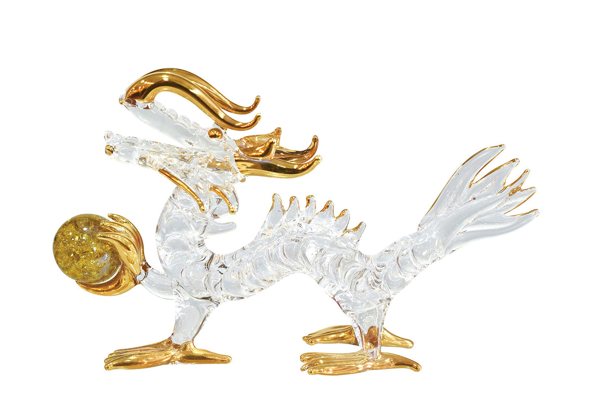 フォーカート Forkart Handmade Glasswork Feng Shui Money Luck Dragon 4" Size: Width 10cm