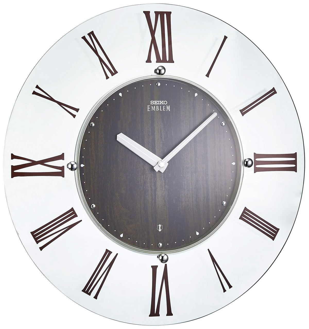 Seiko Clock HS560B Wall Clock, Tea Wood Base, Diameter 13.4 x 1.0 inches (340 x 26 mm), Radio, Analog, Seiko Emblem