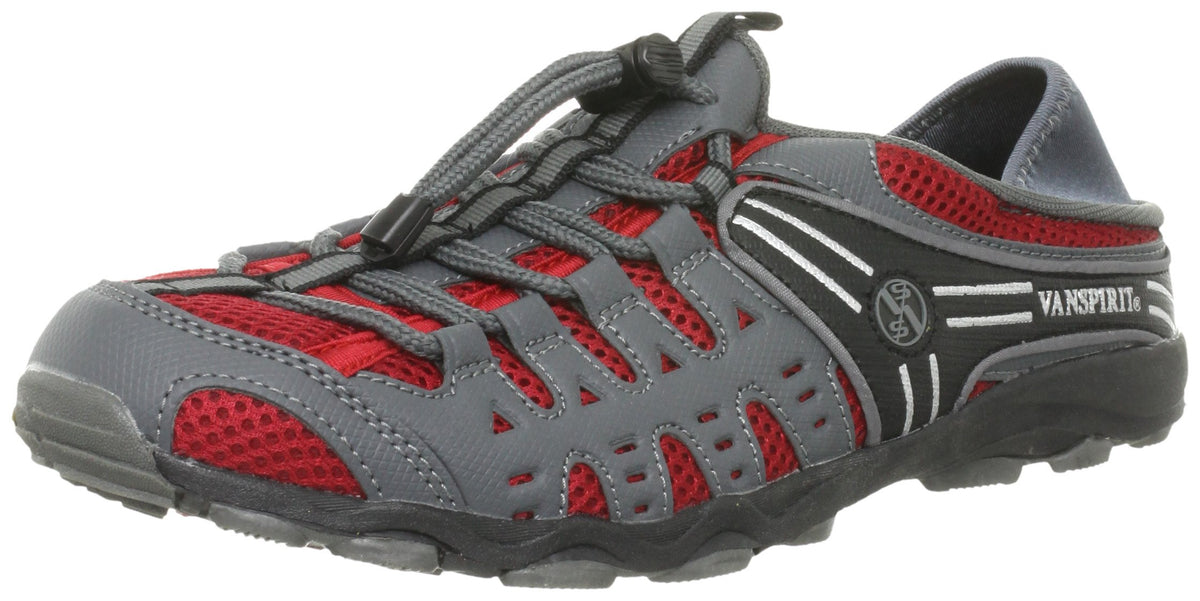 Van Spirit VR7240-3 Men's Sneakers, Town Casual Shoes, Grey red, 27.0~27.5 cm