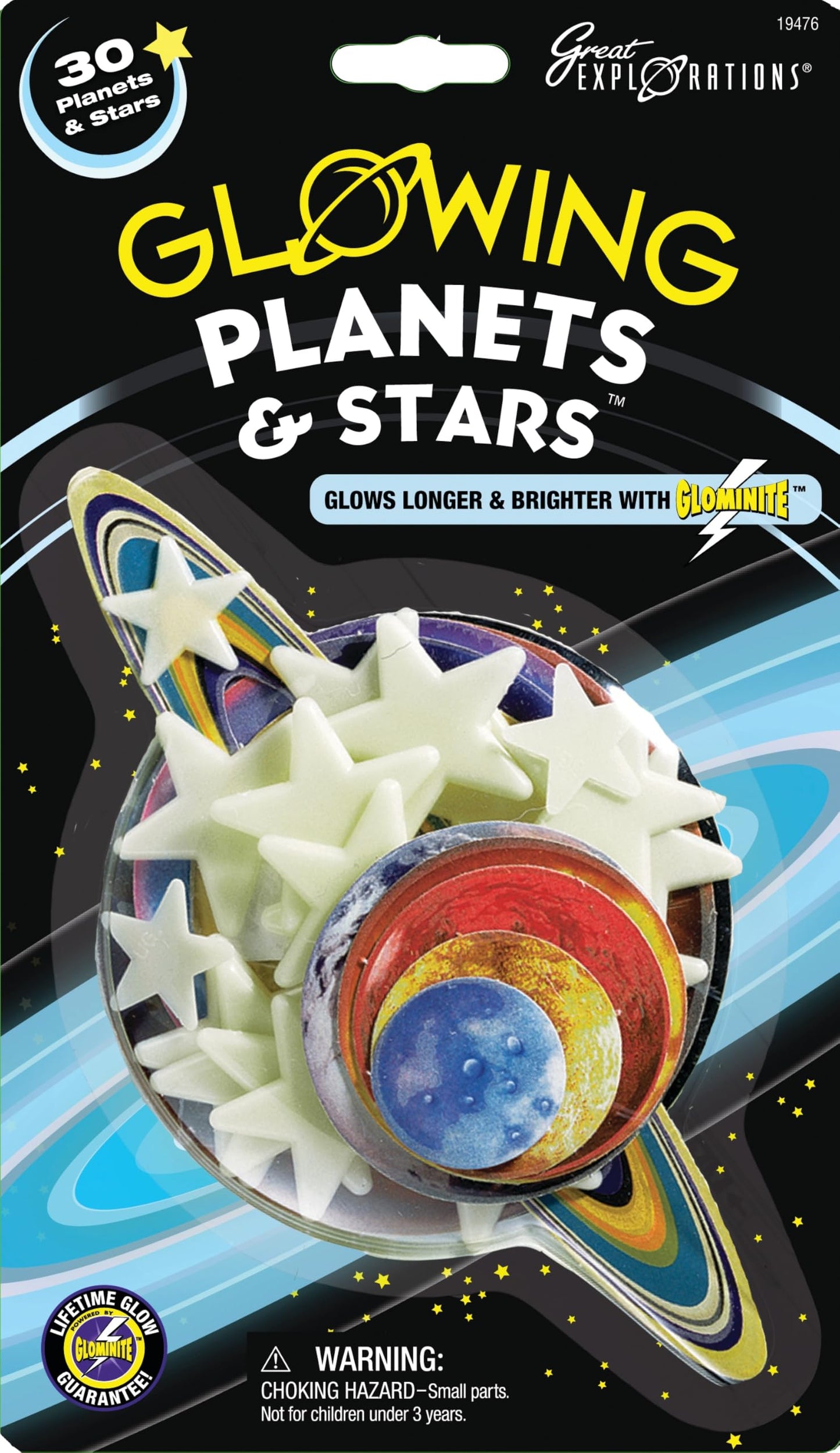 Glow in the Dark Ceiling Décor Planets & Stars with adhesive Ages 5+