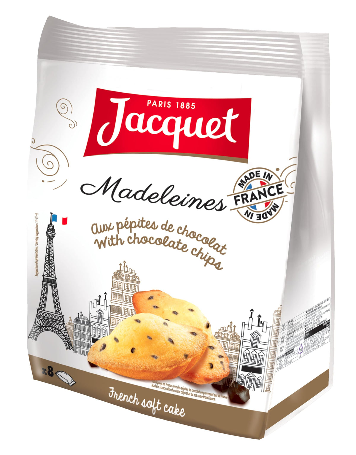 JACQUET MADELEINES WITH CHOCOLATE CHIPS 160g