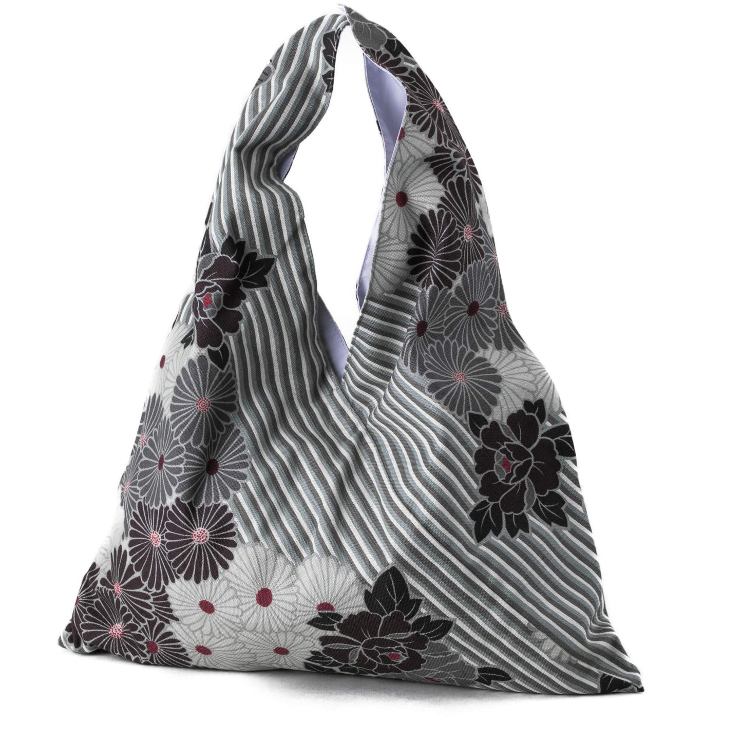 NOREN Japnese Furoshiki Toto Ultralight Foldable (Retro Flower - Black) Washable/Reusable Grocery, Travel, shopping, Extra Bag
