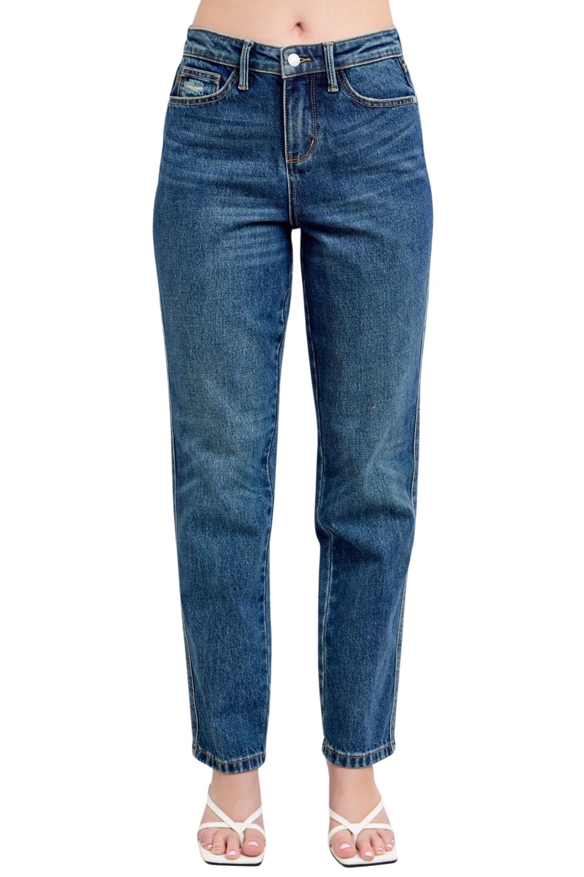 Judy Blue High Waist Rigid Magic Non Destroy Straight Jeans, Inseam 30" Blue
