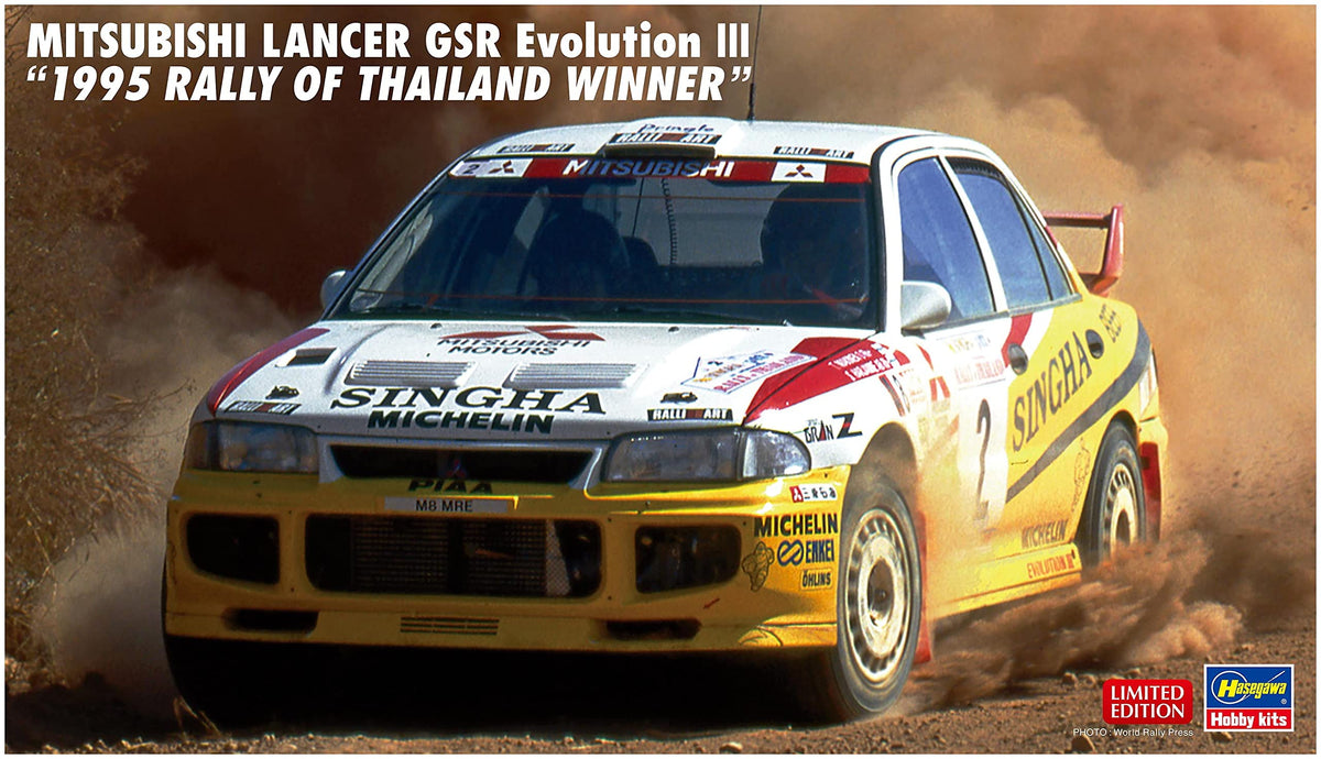 Hasegawa 1/24 Mitsubishi Lancer GSR Evolution III 1995 Tylary Winner Plastic Model 20625