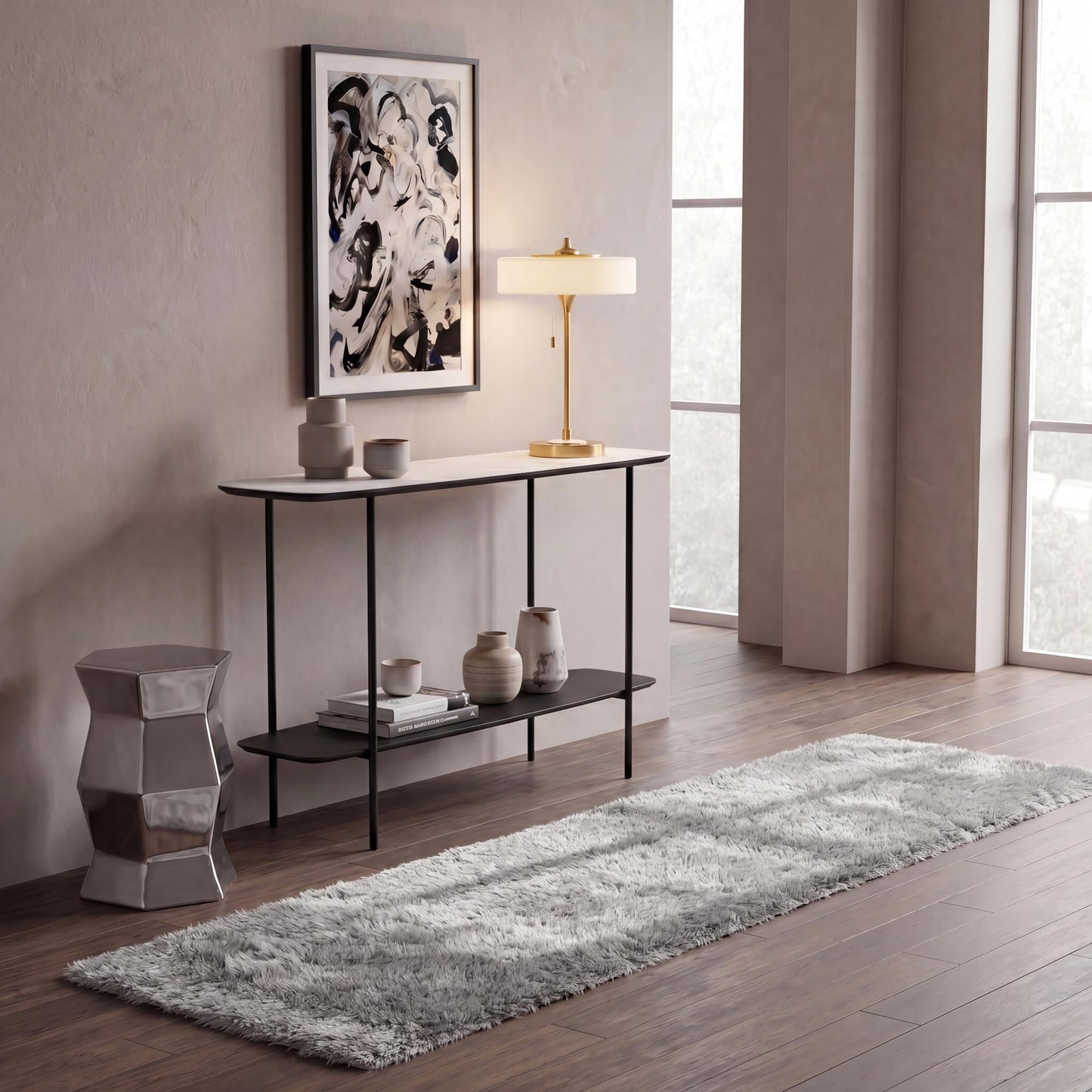 SAFAVIEH Paris Shag Collection Runner Rug - 2'3" x 6', Silver, Handmade, Soft Flowing Pile, Ideal for Hallway, Foyer, Bedside, Accent Space (SG511-7575)