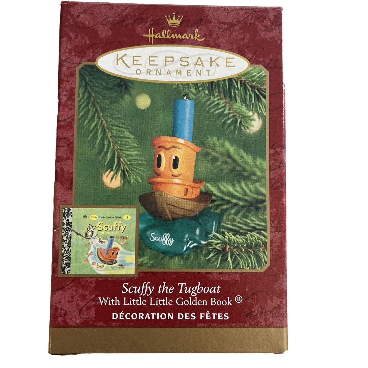 2000 Hallmark Ornament Scuffy The Tugboat With Little Little Golden Book