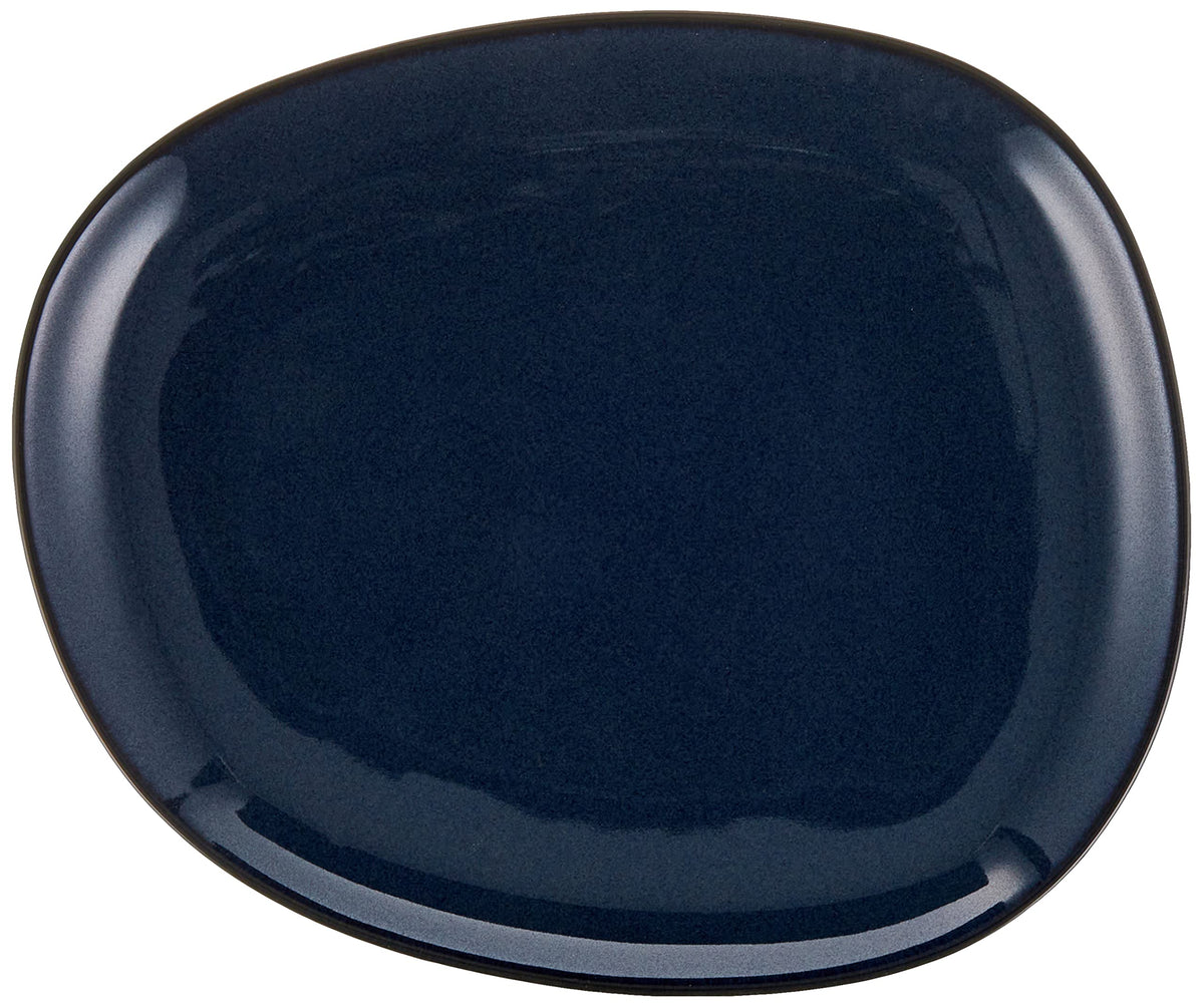Hakusan Pottery Plate, M, Navy, Approx. 7.1 x 6.1 inches (18 x 15.5 cm), Petra PETRA Hasami Ware Made in Japan